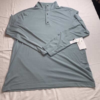 North End Men s Green 1/4 Button Collared Neck Long Sleeved Shirt Sz Large NWT