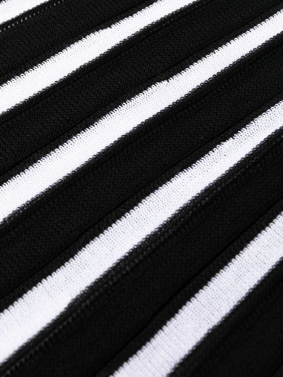 NWT Red Valentino Tie-Back Striped Ribbed Cotton Midi Dress