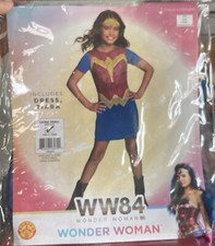 GIRLS WONDER WOMAN WW84 CHILD COSTUME DRESS  TIARA - X-SMALL 3-4 Brand New NWT