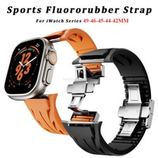 42/44/45/46/49mm Fluororubber Band For Apple Watch Series Ultra 3 11 10 9 8 7 SE