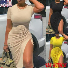 Womens Short Sleeve SEXY Bodycon Party Dress Ladies Slim Cocktail Evening Dress