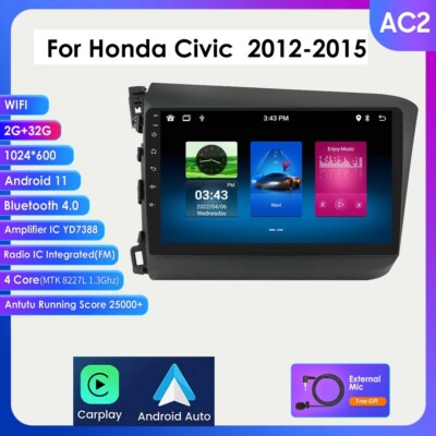 9''For HONDA CIVIC 2012-2015 GPS Android 12 GPS Stereo Apple Carplay Radio RDS BT