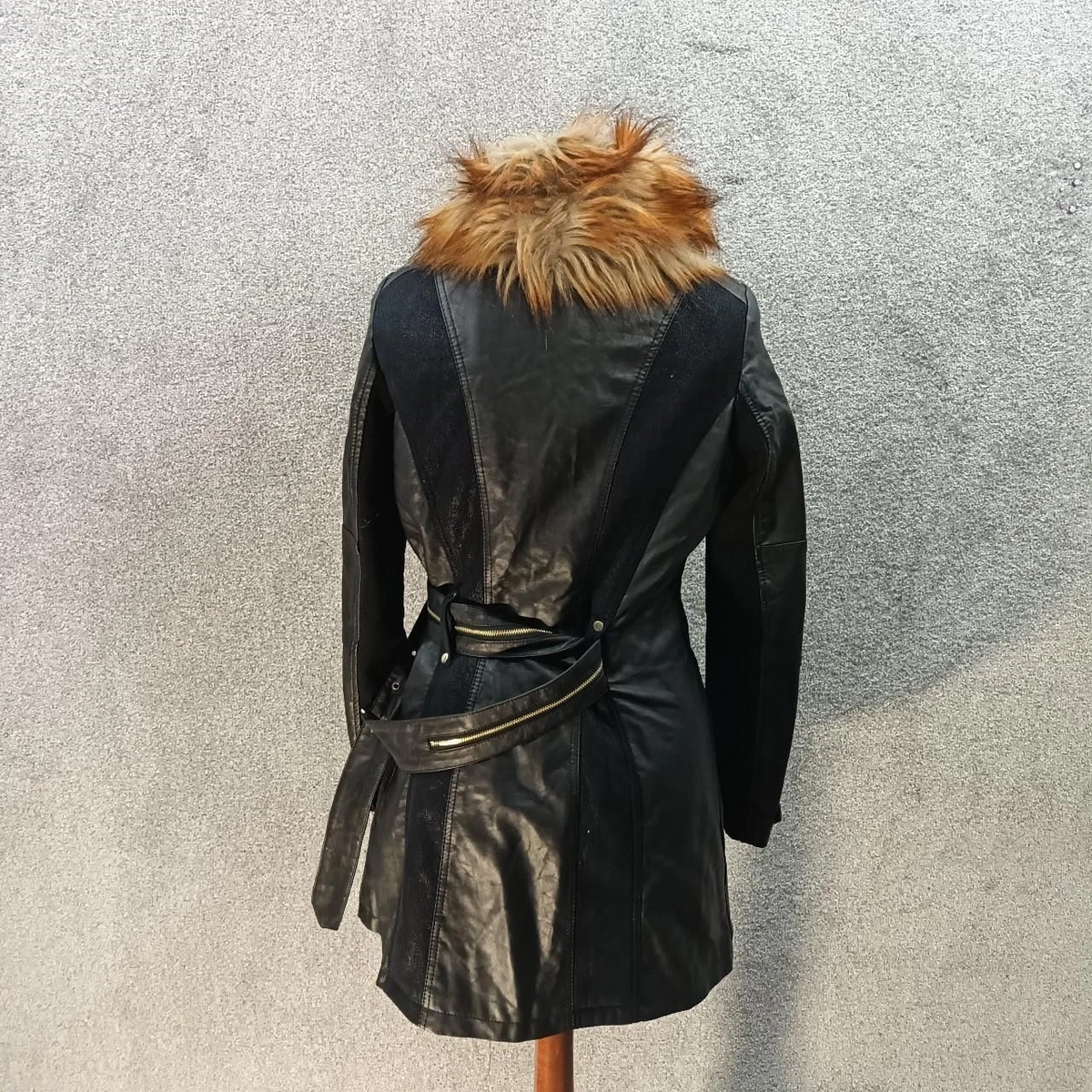 Faux fur lined belted jacket cheap