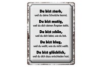 Blechschild Spruch 30X40Cm Du Bist Stark, Mutig, SchöN