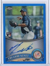2011 Eduardo Nunez Topps Chrome Blue Refractor autograph RC rookie card 175/199