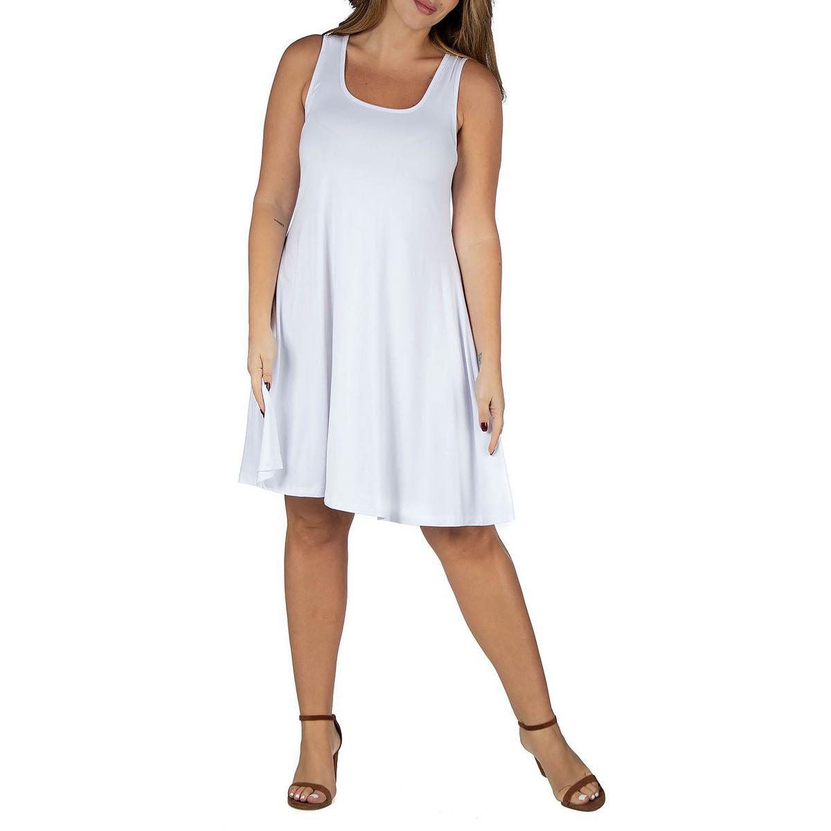 24seven Comfort Apparel Женское белое платье миди без рукавов плюс 1X BHFO 7794
