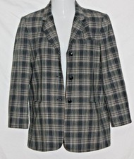 All Week Long Vintage Jacket Cotton Plaid Blazer Shoulder Pads Lined 80's