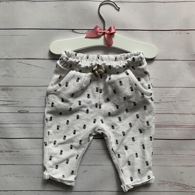 Baby Mädchen 3-6 Monate - Hose - Stretchbundhose weiß Ananasmuster