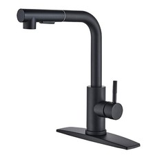 Matte Black Kitchen Sink Faucet Single Handle Swivel Pull Down Sprayer Mixer Tap