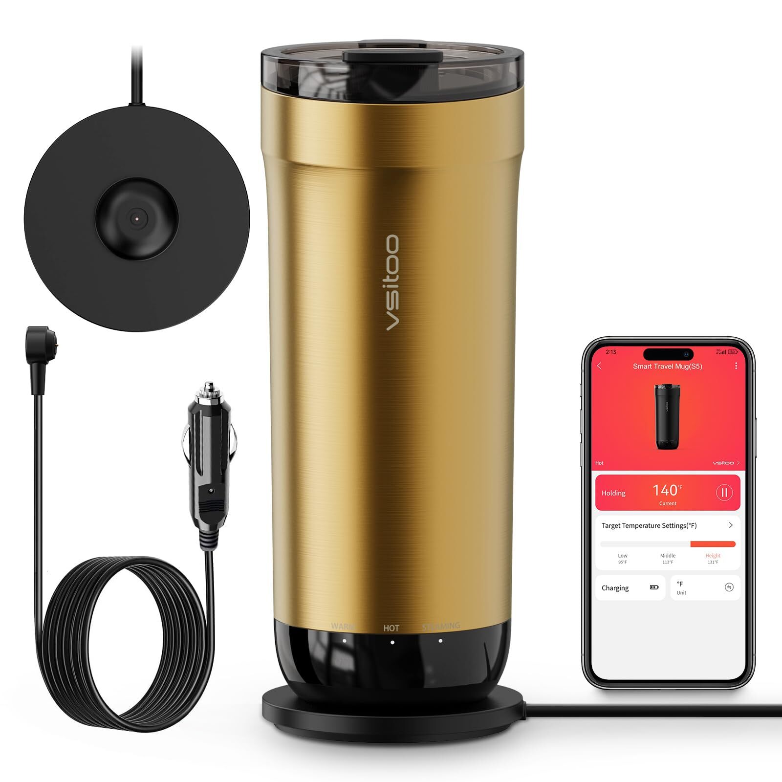 S5 Travel Mug, 15 oz, Temperature Control Smart Travel Mug,Perfect for Outdoo...