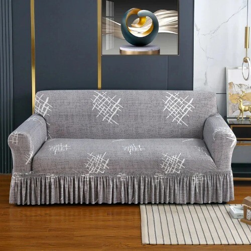 Printed Ruffled Skirt Sofa Covers for Living Room Stretch Couch Cover Sofa - Picture 21 of 58