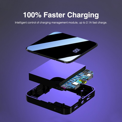 20000mAh MINI LED Power Bank Chargeur Rapide Batterie Double USB Chargeur Portable - Photo 5 sur 12