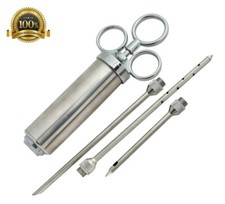 Meat Injector - 2 oz Heavy duty Marinade Injector includes 3 marinade needles