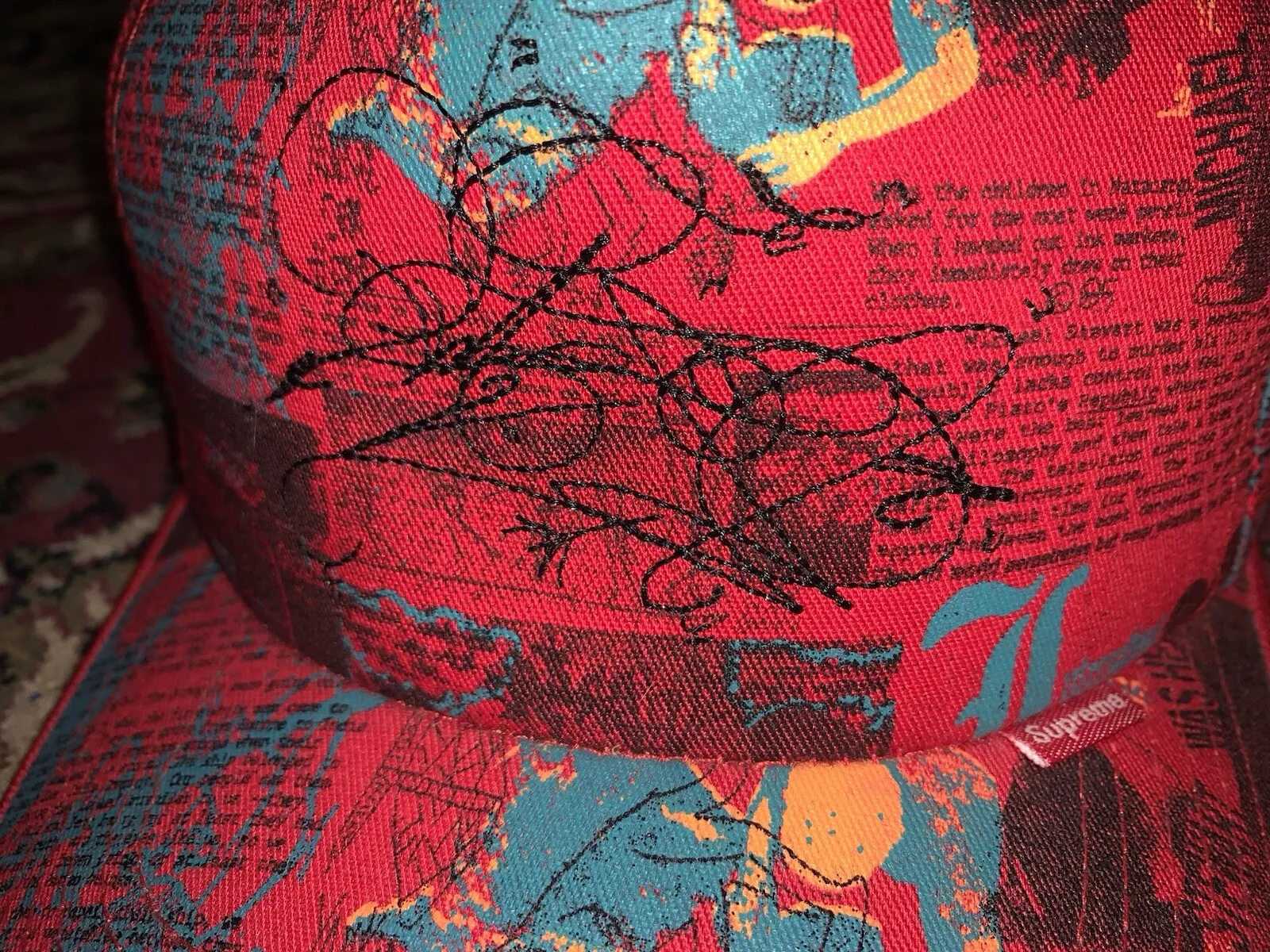 Casquette snapback Supreme Phase 2 IG Times rouge 5 panneaux 2006 vintage DS très rare graf