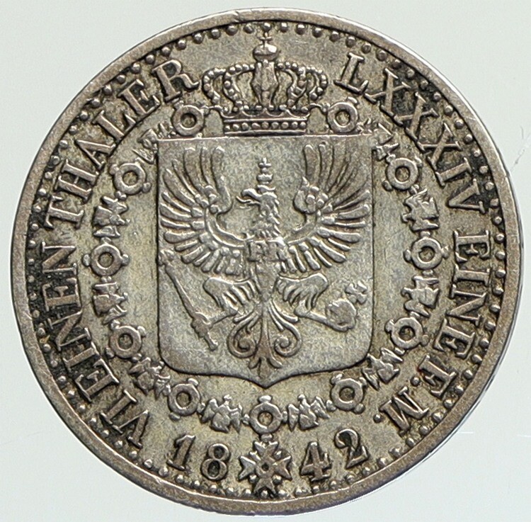1842 PRUSSIA Germany w King Friedrich Wilhelm IV Silver 1/6 Thaler