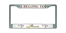 I Belong To Jesus Religious Jesus Christian Chrome Metal Car License Plate Frame