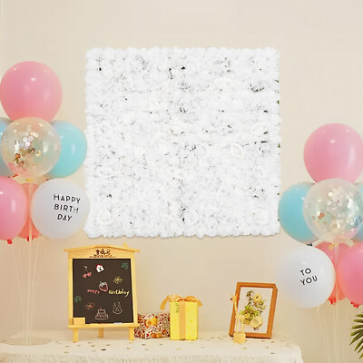 Artificial Silk Flower Wall Panel 1 × 1m White Rose Dahlia Hydrangea Backdrop