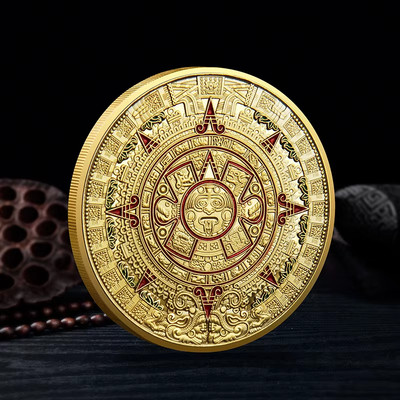 Souvenir Coin Mexico Mayan Aztec Calendar Art Prophecy Culture Gold Coins Collec