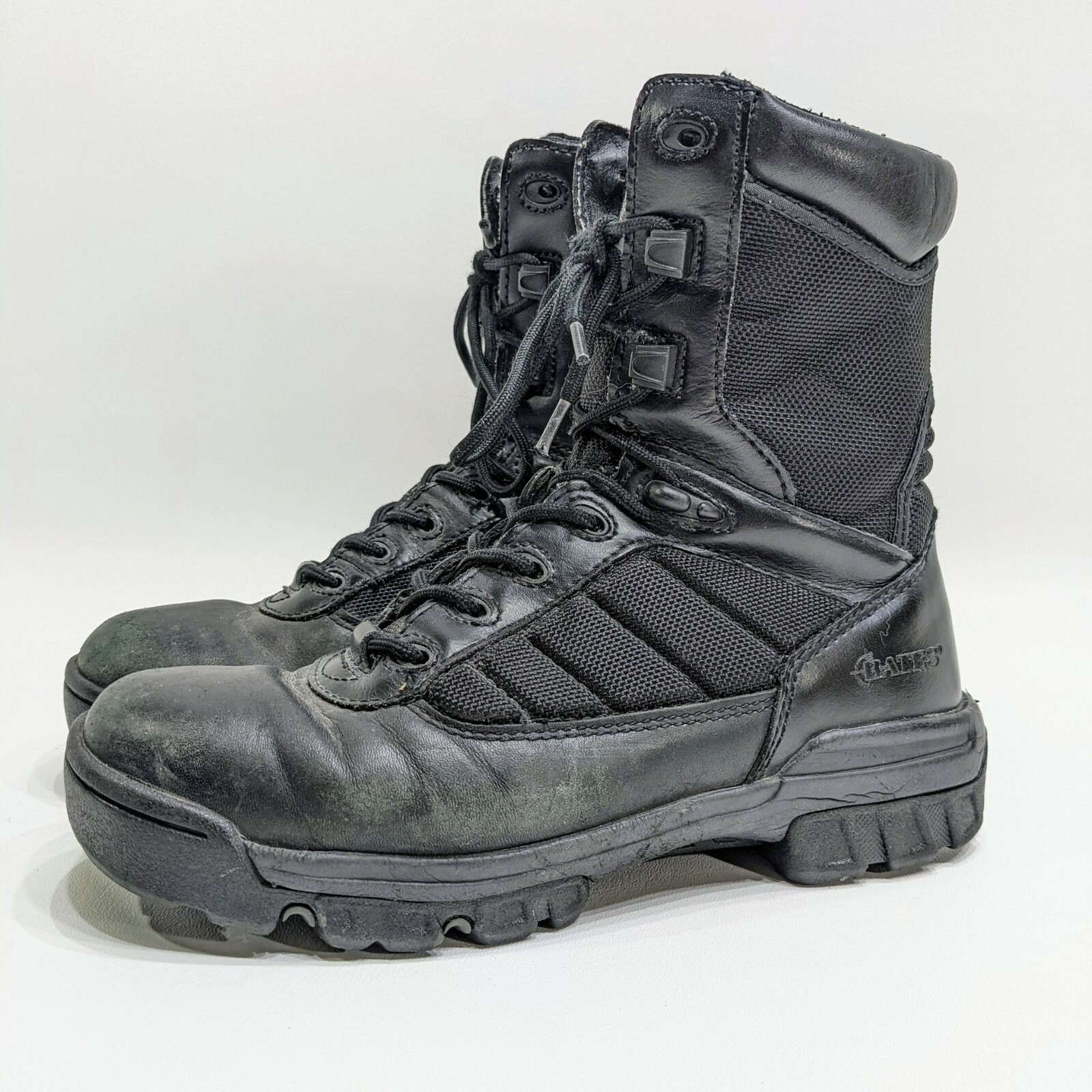 Black Leather Military Combat Boots 