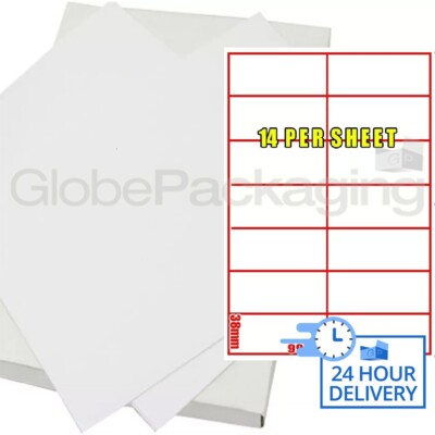 500 BLATT DRUCKER LASER ETIKETTEN 14 PRO SEITE (7000)