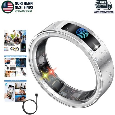 Unisex Smart Ring - Comprehensive Fitness Tracker with Vibration Alerts, Size 8