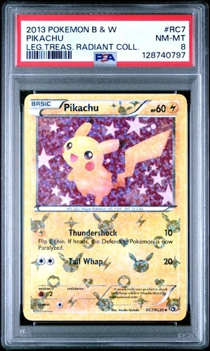 2013 POKEMON BLACK & WHITE LEGEND TREASURES RADIANT COLLECTION PIKACHU PSA 8