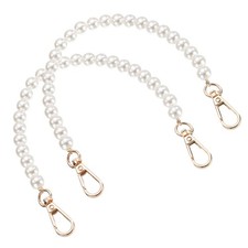 2Pcs Imitation Pearl Purse Strap 12 Inch Handbag Plate Clasp Gold