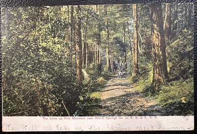 Linen Postcard  Drive up Pine Mountain near Warm Springs GA on the A.B. & A. RR