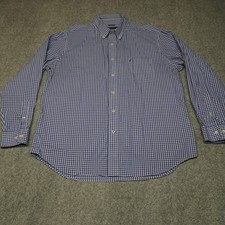 Nautica Men's Casual Button-Down Shirt Blue White XL Gingham Cotton Wrinkle