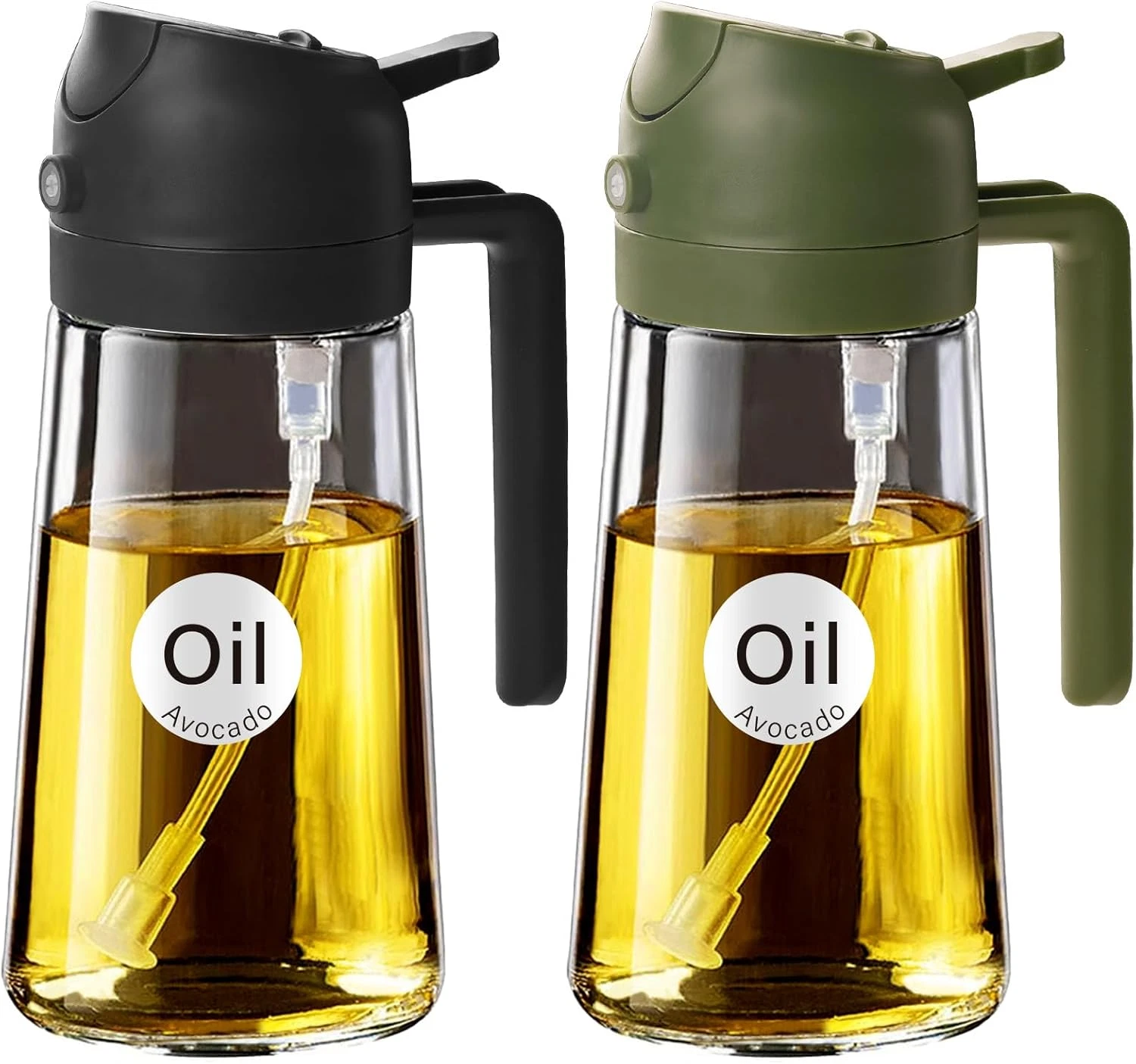 2Pcs 16Oz/470Ml Glass Olive Oil Sprayer for Cooking with Stickers, 2 in 1 Oil Di
Opens in a new wind