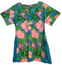Vintage Sun Fashions Of Honolulu Hawaii Dress S/M Psychedelic Mod Flower Mini