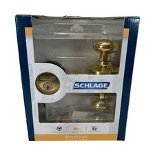 Schlage Plymouth Security Set Bright Brass Keyed Entry Knob Deadbolt FB50N V PLY