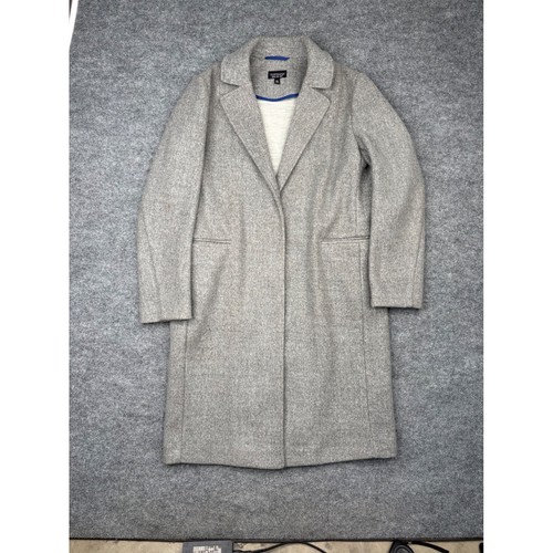 Topshop Women Heather Grey Wool Blend Textured Car Coat Overcoat Size US 8