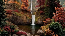 Rustic Autumn Waterfall Digital Wallpaper | Printable Nature Wall Art