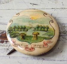 🌄 1900 Ohio Home Week Celluloid Pinback Button – May Co. Cleveland – Pristine!