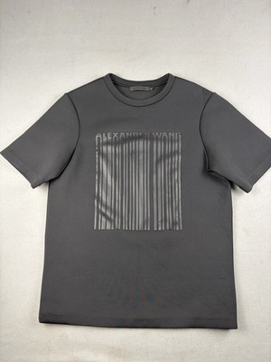 Alexander Wang Shirt Mens Size 48 Black Spellout Logo Polyester Neoprene Barcode