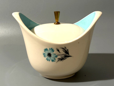 VTG Taylor Smith Taylor Ever Yours Boutonniere Sugar Bowl Lid MCM Blue Flower