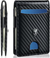 Mens Wallet RFID Blocking Slim Minimalist Money Clip Bifold Credit Card Holder