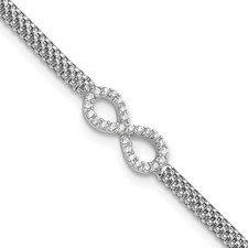 Sterling Silver Polished Cubic Zirconia Infinity Children's Bracelet 6" 2.04gm