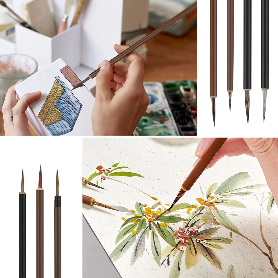 15PCS Chinese Calligraphy Brush Set w/ Brush Roll Soft Hair Art Painting Brushes - Image 3 of 4