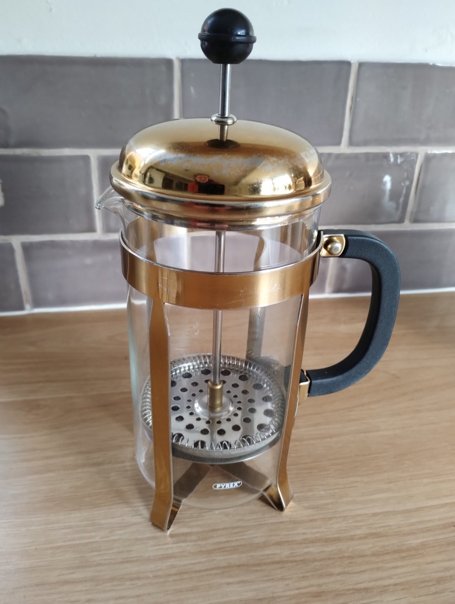 Cafetiere Coffee French Press Litre Gold Patina Coloured New Pls 
