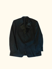 Vito Rufolo Made in Italy Dinner Jacket Tuxedo 42R 43R Wool Black S120s Wedding