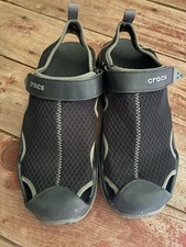 Crocs Men's Black Mesh Outdoor Sandals Adjustable Strap Hook Loop Closure