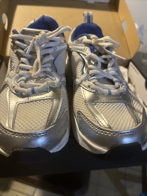 White Avia Women s White With Blue And Silver Lining Size 6 Tennis Shoes