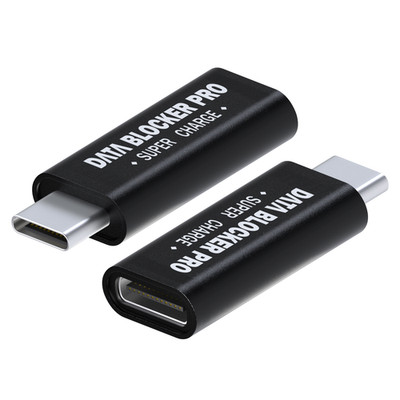 USB-C Data Blocker [2 Pack] Protect Against Juice Jacking Refuse Hacking Black