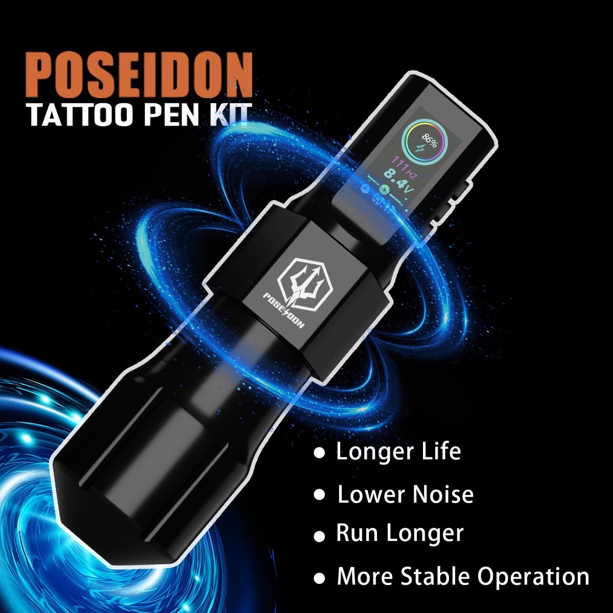 Poseidon Tattoo Machine Kit Cool Tattoo Pen Wireless Tattoo Gun