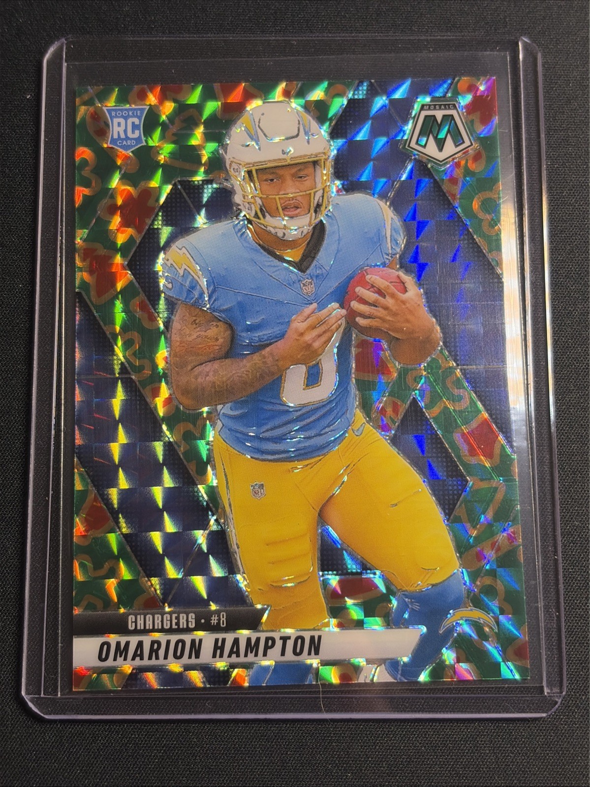 2025 Panini Mosaic Football #335 Omarion Hampton Cookies SSP RC LA Chargers