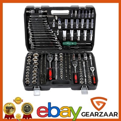 216pcs 1/2'' 1/4'' 3/8'' Socket Wrench Spanner Set with Bits Mechanic Tool Kit UK