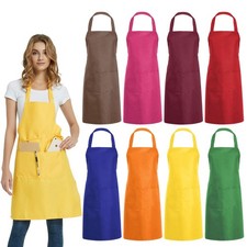 DUSKCOVE 8 PCS Plain Bib Aprons Bulk - Mixed Color Commercial Apron with 2 Po...
