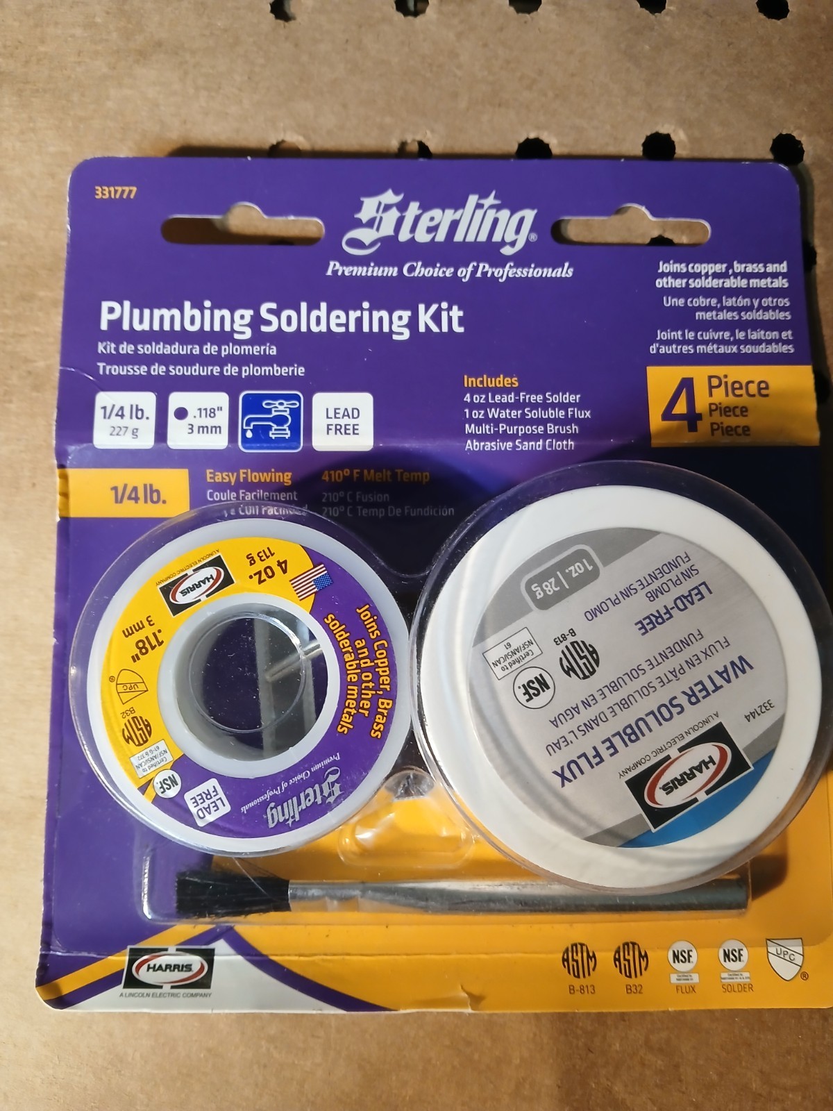 Harris Sterling 4pc Plumbing Soldering Kit 331777 Lead Free 1/4lb (4oz) .118"